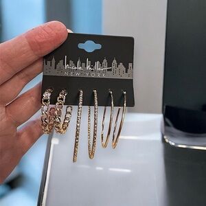 Nicole Miller earrings set semi-hoops new in package gold tone nickel-free